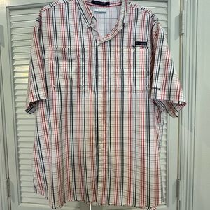 Columbia Men's Striped Button-Down Shirt - Red, Blue, White